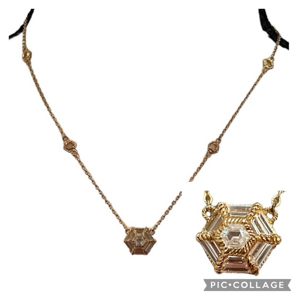 Judith Ripka Gold Clad Sterling Silver CZ Necklace 18” / 20” - Picture 1 of 13